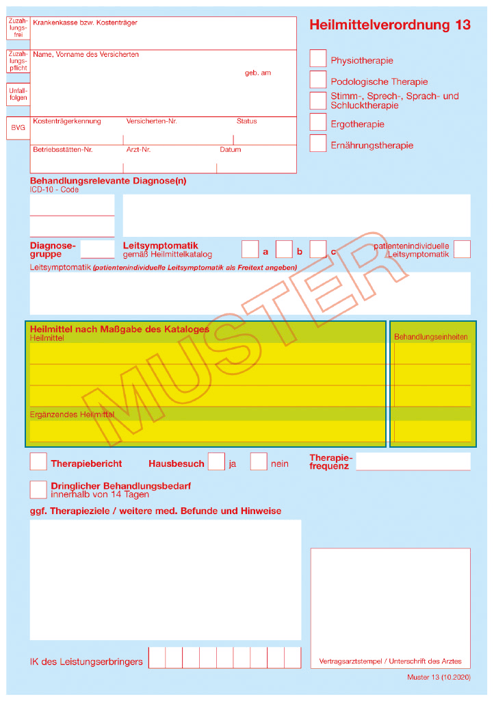 Heilmittelverordnung Muster 13